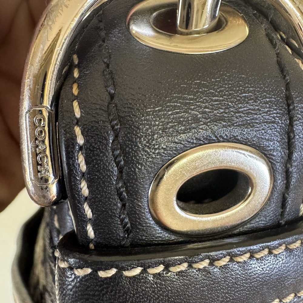 Y2K Coach Soho Signature C Buckle Canvas Leather Shoulder Bag F10925 Black - Picture 10 of 15